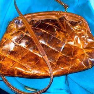 Beautiful Brown Genuine Leather FURLA Satchel / tote Removable crossbody strap